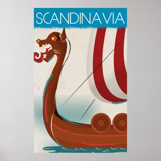Scandinavia vintage travel poster (Front)