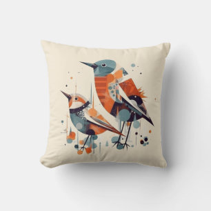 Scandinavian Abstract Birds, customisable Cushion