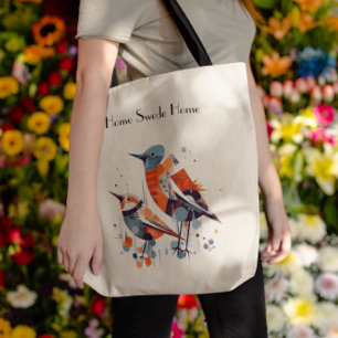 Scandinavian Abstract Birds, customisable Tote Bag