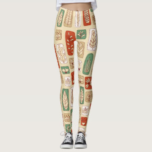 Scandinavian Abstract Leaves: Tile Design Leggings