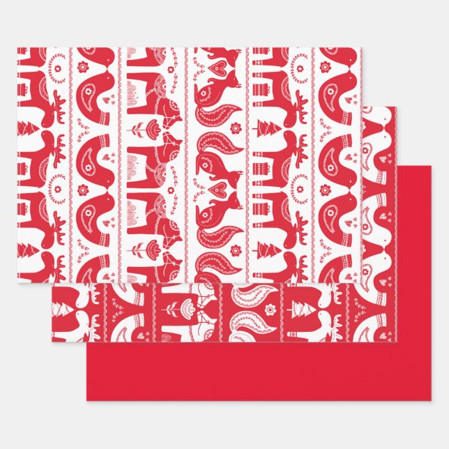 Scandinavian Animal Print Wrapping Paper Sheets (Set)