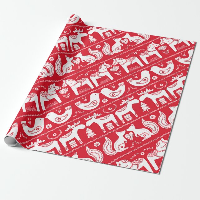 Scandinavian Animals  Wrapping Paper (Unrolled)