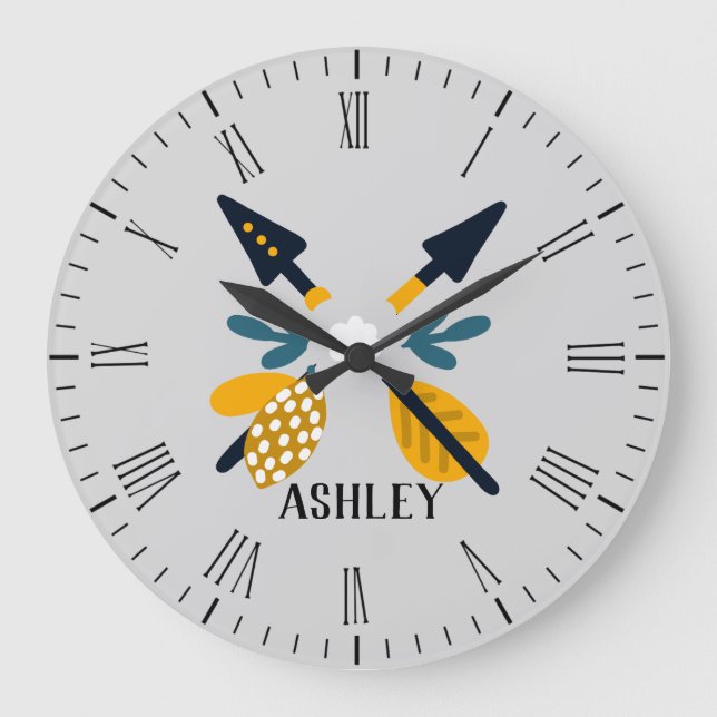 Scandinavian Arrows Personalised Large Clock (Front)