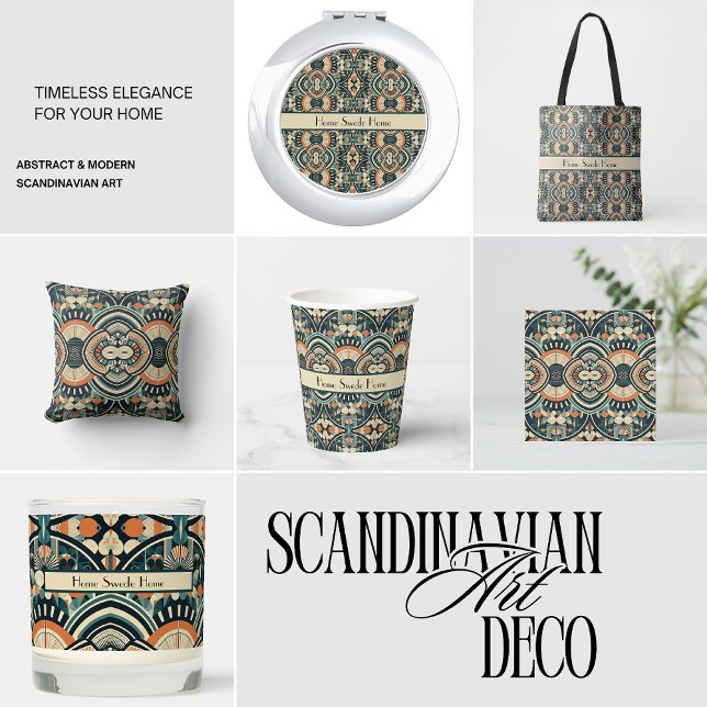 Scandinavian Art Deco customisable  Glass Coaster (Creator Uploaded)