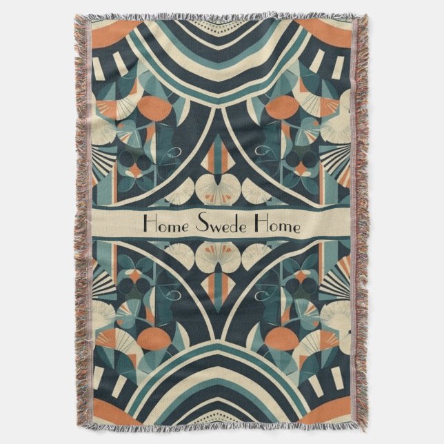 Scandinavian Art Deco customisable Throw Blanket (Front Vertical)