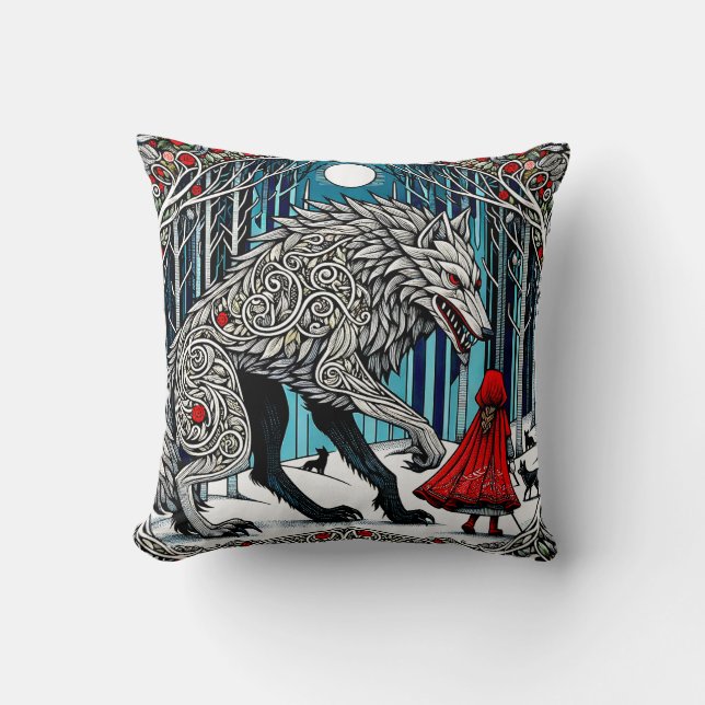 Scandinavian Art, Magic Forest, Fairy Tales Cushion (Front)