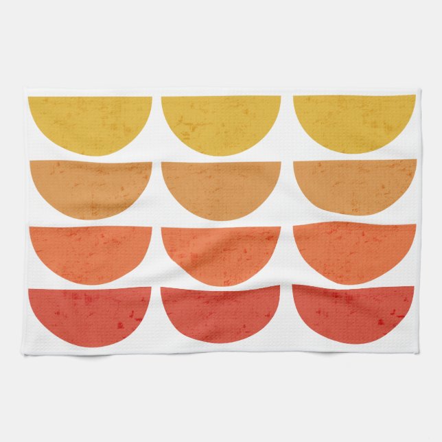 Scandinavian Art Midcentury Sunset Bowls Tea Towel (Horizontal)