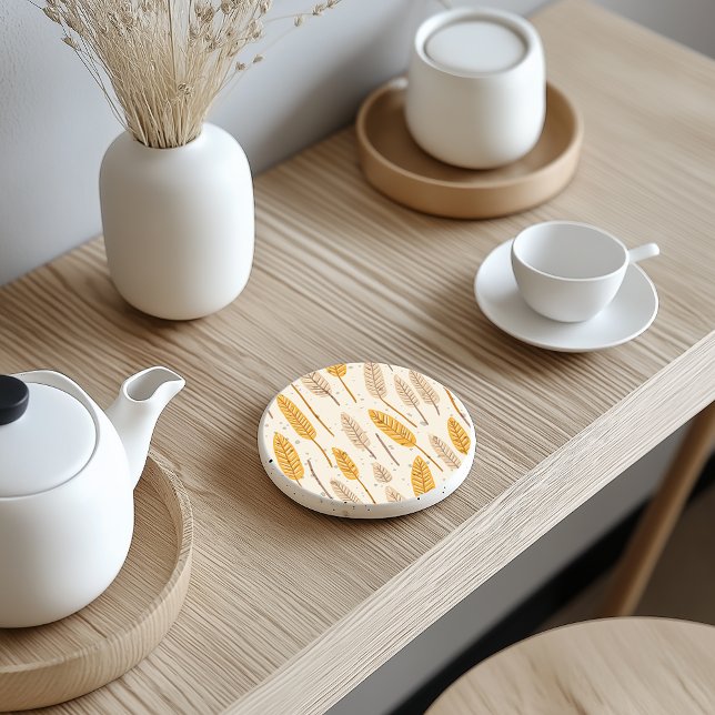 Scandinavian Autumn Leaf Stone Coaster (Creator Uploaded)