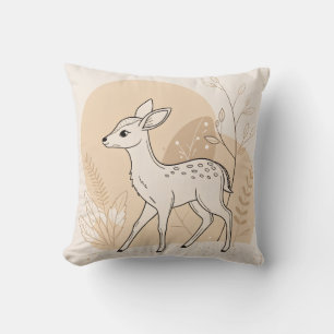 Scandinavian Baby Deer Line Art – Minimalist Cushion