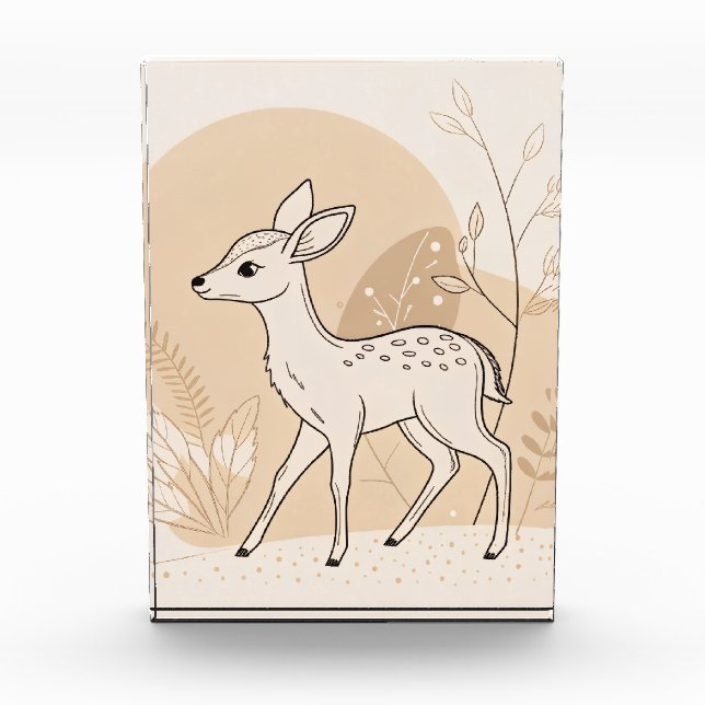 Scandinavian Baby Deer Line Art – Minimalist  Photo Block (Front)