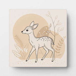 Scandinavian Baby Deer Line Art – Minimalist  Plaque