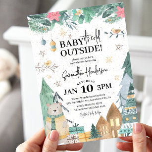 Scandinavian 'Baby it's Cold Outside' Baby Shower  Invitation