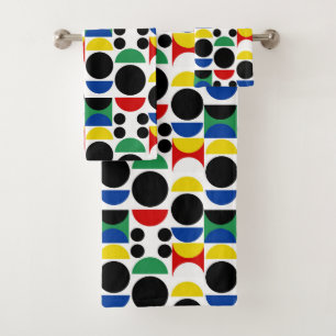Scandinavian Bauhaus Mid-Century Pattern Bath Towel Set
