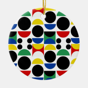 Scandinavian Bauhaus Mid-Century Pattern Ceramic Tree Decoration