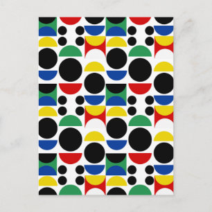 Scandinavian Bauhaus Mid-Century Pattern Postcard
