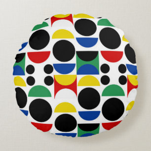 Scandinavian Bauhaus Mid-Century Pattern Round Cushion
