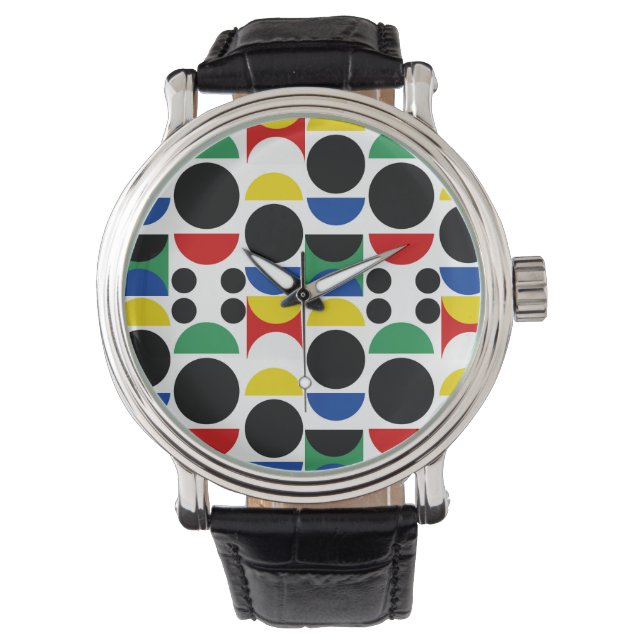 Scandinavian Bauhaus Mid-Century Pattern Watch (Front)