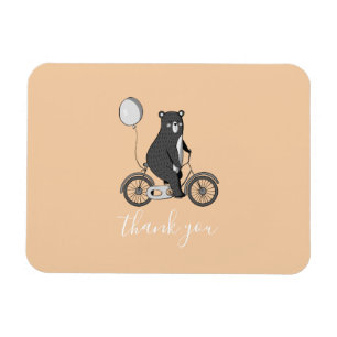 Scandinavian Bear on Bike Minimalist Thank You Magnet