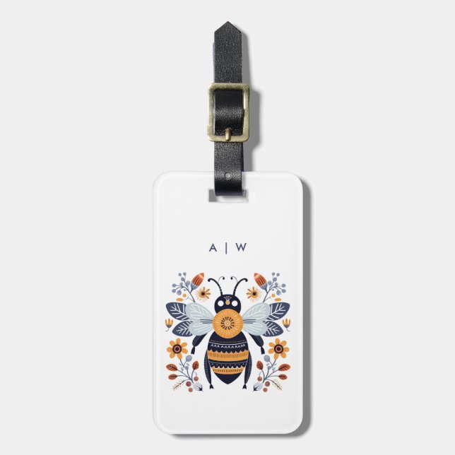 Scandinavian Bee Luggage Tags (Front Vertical)