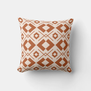 Scandinavian beige and burnt orange geometric cushion