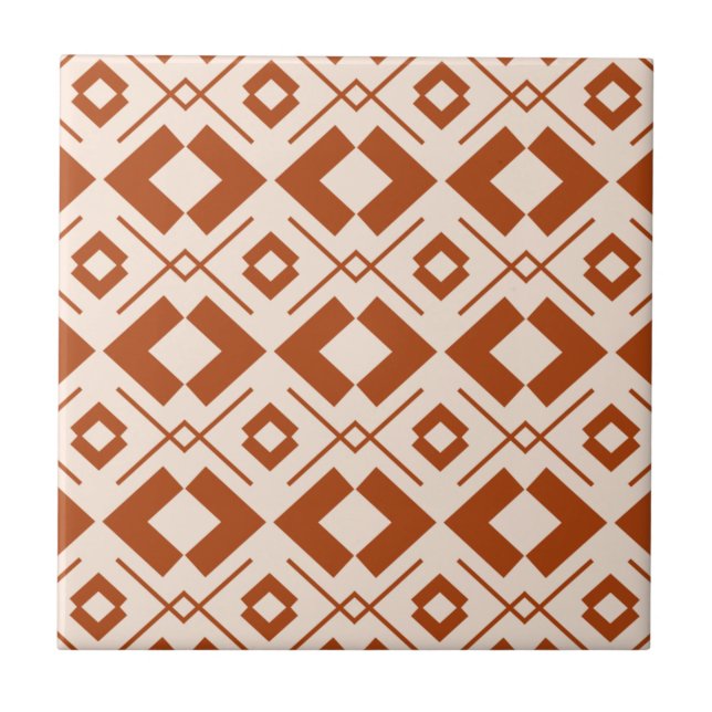 Scandinavian beige and burnt orange geometric tile (Front)