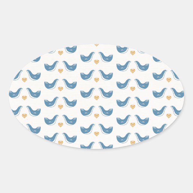 Scandinavian Birds in the Garden Theme Oval Sticker (Front)