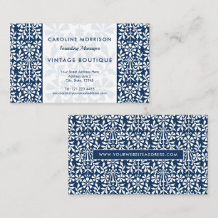 Scandinavian Blue and White Floral Elegance  Business Card