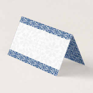 Scandinavian Blue and White Vintage Floral Busines Business Card