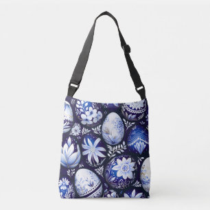 Scandinavian Blue Easter Egg Spring Floral Crossbody Bag