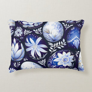 Scandinavian Blue Easter Egg Spring Floral Decorative Cushion