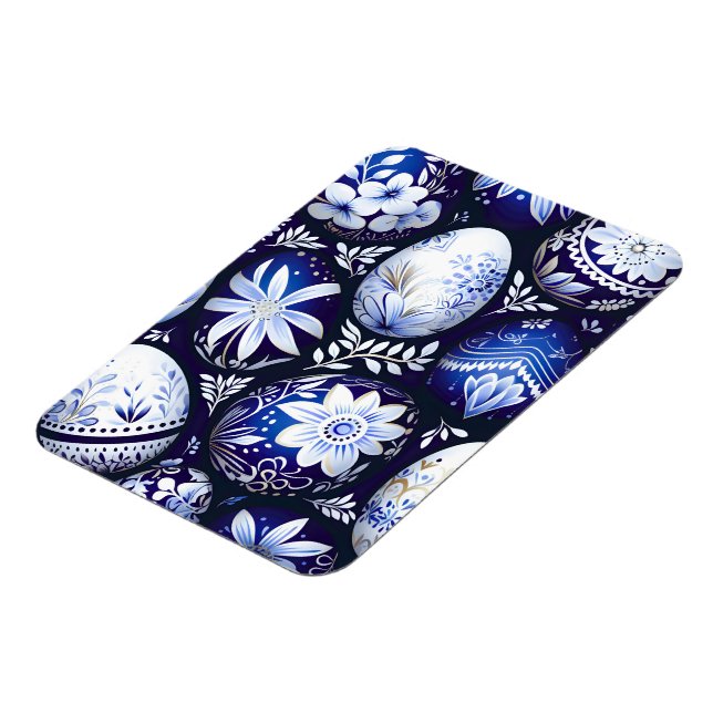 Scandinavian Blue Easter Egg Spring Floral Magnet (Left Side)