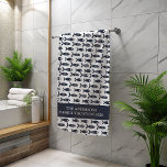 Scandinavian Blue fish personalised  Beach Towel<br><div class="desc">This design may be personalised by choosing the Edit Design option. You may also transfer onto other items. Contact me at colorflowcreations@gmail.com or use the chat option at the top of the page if you wish to have this design on another product or need assistance with this design. I am...</div>