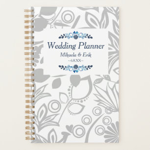 Scandinavian Blue Grey Floral Pattern Planner