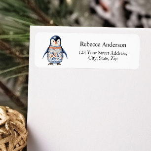 Scandinavian Blue Penguin Return Address