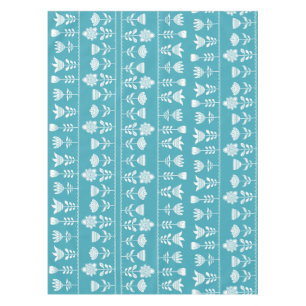 Scandinavian blue with white flowers tablecloth