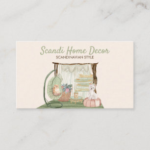 Scandinavian Boho chic Decor Cat Dog Home Beach Business Card