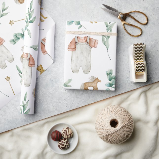 Scandinavian Boho Nursery Pattern Wrapping Paper (Crafts)