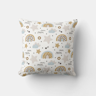 Scandinavian Boho Rainbow with stars  Cushion