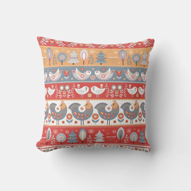 Scandinavian borders: vintage textile design. cushion (Front)