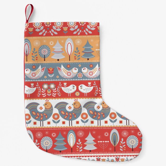 Scandinavian borders: vintage textile design. small christmas stocking (Front)