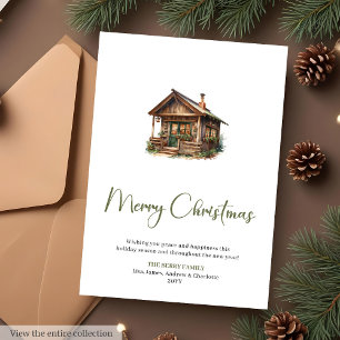 Scandinavian Botanical Cosy Christmas Greeting  Holiday Card