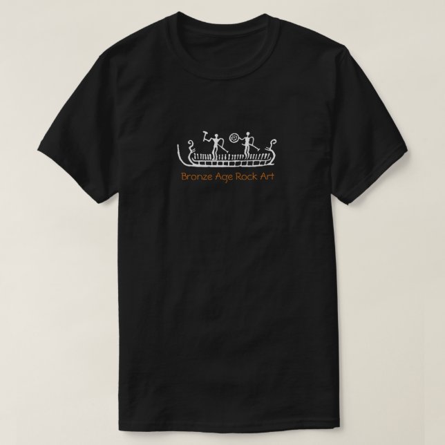 Scandinavian Bronze Age rock art ship T-Shirt (Design Front)