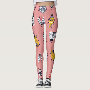 Scandinavian Bugs Beetles Childish Pattern Leggings
