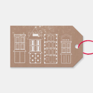 Scandinavian Buildings on Kraft Gift Tag
