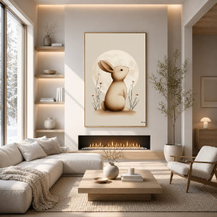 Scandinavian Bunny Nursery Wall Art Neutral Baby