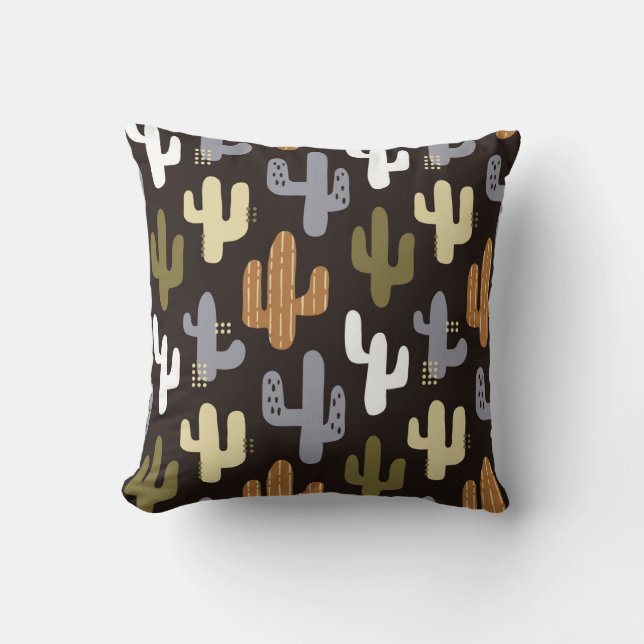 Scandinavian cacti, vintage seamless background. cushion (Front)