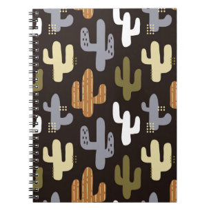 Scandinavian cacti, vintage seamless background. notebook