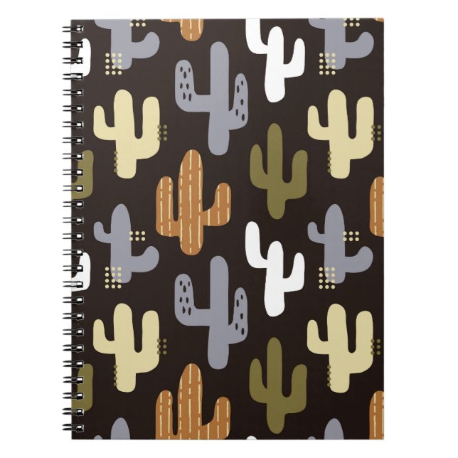 Scandinavian cacti, vintage seamless background. notebook (Front)
