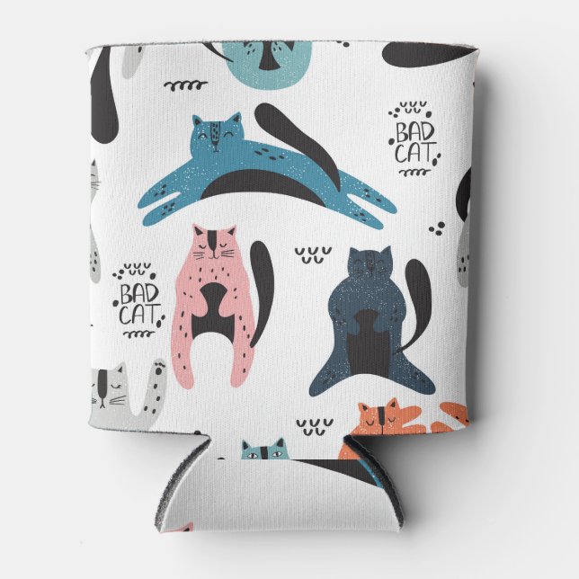 Scandinavian Cats: Vintage Textile Design. Can Cooler (Front)