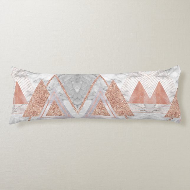 scandinavian chic rose gold geometric white marble body cushion (Front)